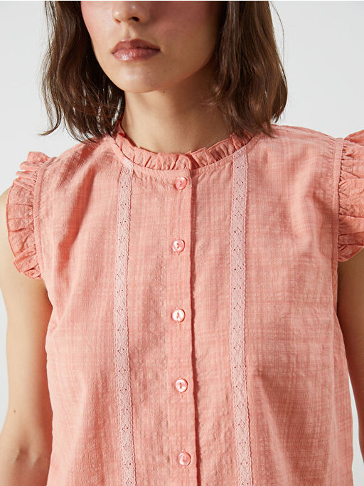 Bisiklet Yaka Nak??l? F?rf?rl? Vual Bluz