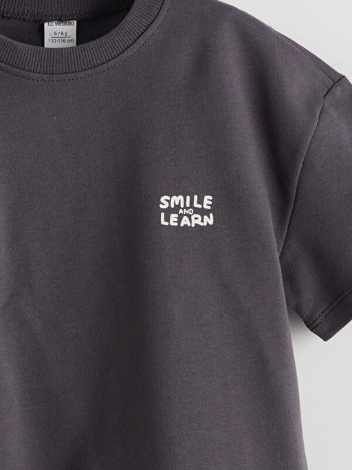 Yaz? Bask?l? Pamuklu Erkek ?ocuk Ti??rt