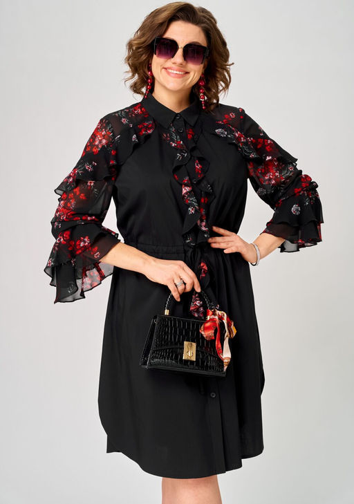 Платье EVA GRANT 7229 черный+принт