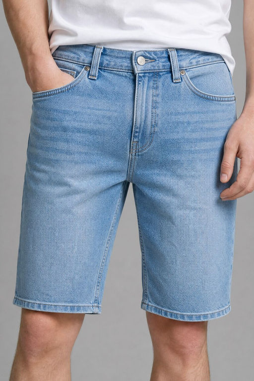 Regular Fit Pamuklu Jean Bermuda _ort - Defacto фото 5