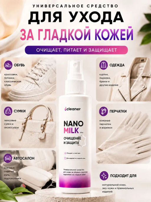 Молочко для ухода за гладкой кожей Nano-Milk 125 ml icleaner  фото 2