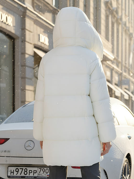 Куртка зимняя женская с большим капюшоном модная бежевого цвета 7739B - Visdeer фото 22