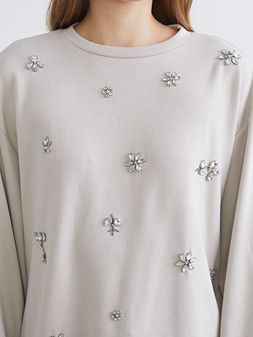 Bisiklet Yaka Oversize Ta?l? Bluz