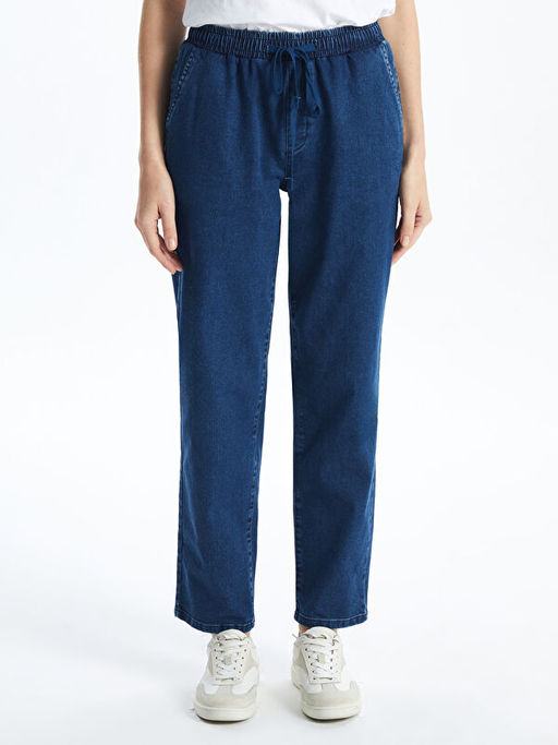 Beli Lastikli Straight Fit Kad?n Jean Pantolon