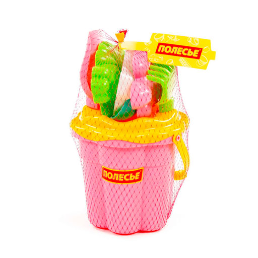 Набор детский №307 ( ведро-цветок ср.№3,ситечко №3,лопатка №5, грабельки №5, формочки 4шт) арт.35578