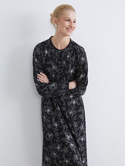 Hakim Yaka Desenli Elbise