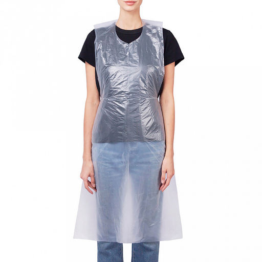 Фартук одноразовый "Эконом" 68х110см, полиэтилен, 6мкм, водонепроницаемый, антистатические свойства, белый, в упаковке 100шт, "Elegreen", ТУ 2.29.10-013-33186646-2020 (Россия)