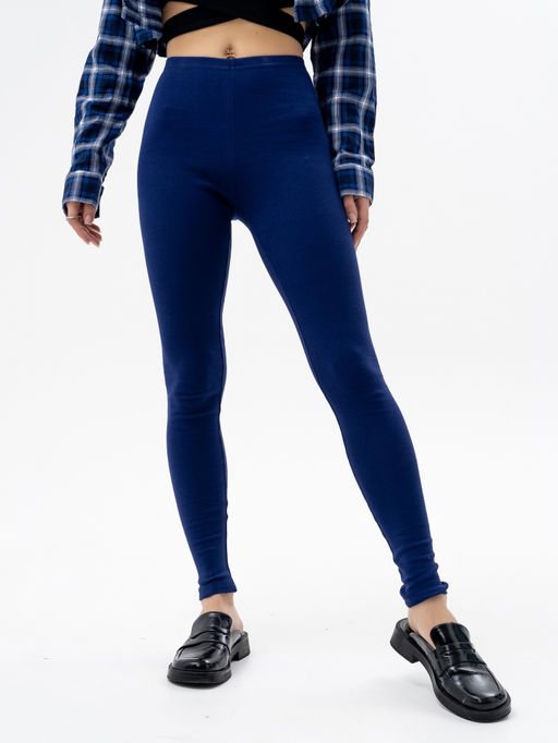 леггинсы из хлопка с добавлением лайкры,темно-васильковые - Binita фото 3