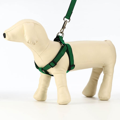 Комплект амуниции рельефный, поводок 120 х 2 см, ОГ 44-50 см, зелёно-чёрный - Пижон фото 3