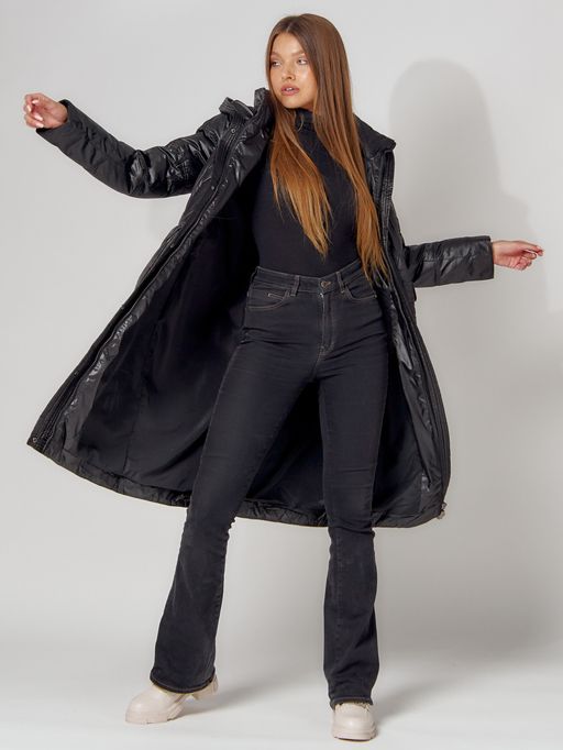 Пальто утепленное стеганое зимнее женское черного цвета 448602Ch - Mtforce фото 6