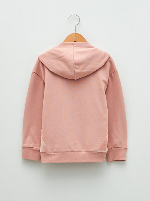 Kap??onlu Yaz? Bask?l? Uzun Kollu K?z ?ocuk Sweatshirt - Waikiki фото 2