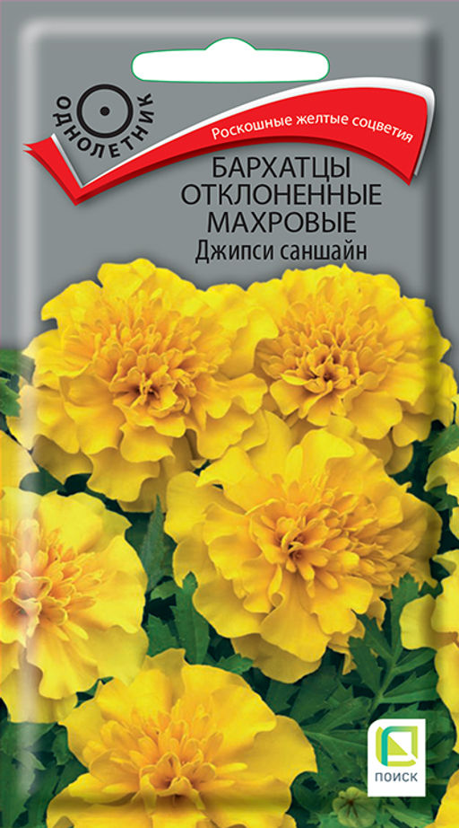 Бархатцы отклоненные махровые (Тагетес отклонённый) Джипси саншайн ( ЦВ) (1) 0,4гр. - Поиск фото 2