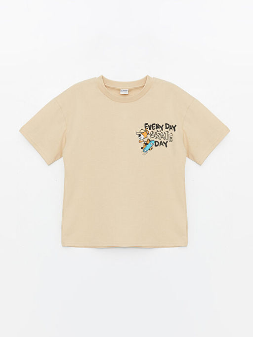 Bisiklet Yaka Bask?l? K?sa Kollu Erkek ?ocuk Ti??rt