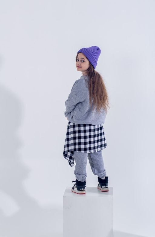 072 Детский костюм, серый меланж 3хнитка петля