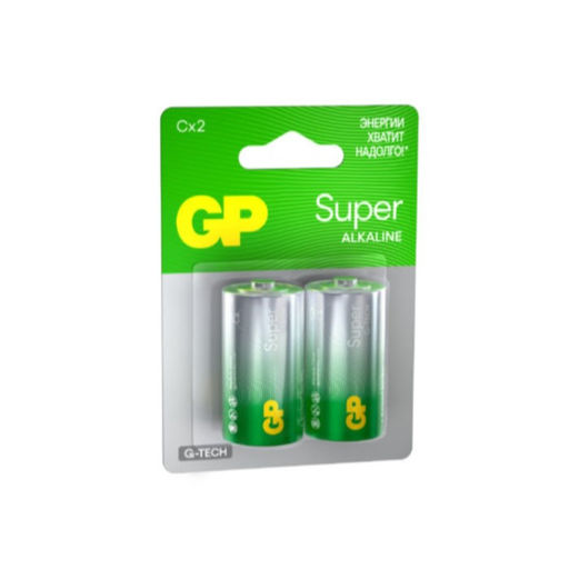 Батарейка алкалиновая GP Super Alkaline, C, LR14-2BL, 1.5 В, блистер, 2 шт.