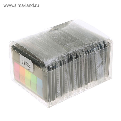 Блок-закладка с липким краем, 5 цветов по 20 штук, 45×12 мм, флуоресцентные, пластиковые, Z-сложение, в диспенсере