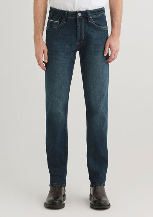 Marcus Mavi Premium Puslu Koyu Mavi Jean Pantolon  фото 3