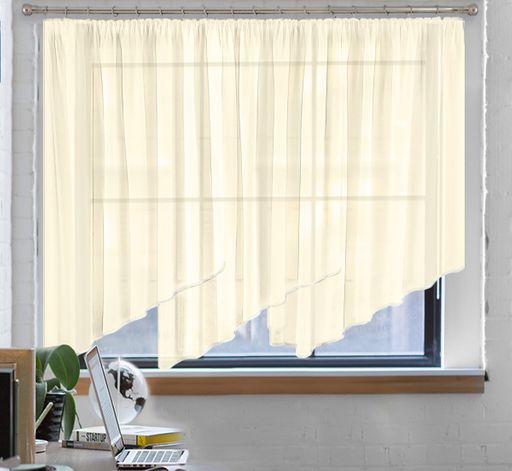 Готовые шторы арт. 0026/Ш/лев, ТРИО, цвет шампань, занавеска, размеры 300см ширина х 180 см высота из ВУАЛИ, на шторной ленте