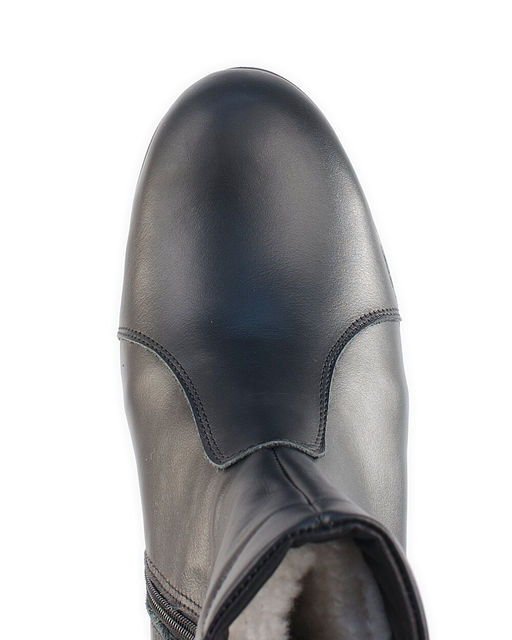 Полусапожки женские на платформе черные, кожа, молния