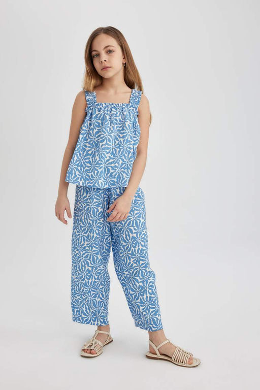 Блузка с узором на бретелях для девочки - Defacto фото 2