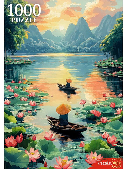 Puzzle 1000 элементов "Лодка на реке с лотосами" (П1000-1964)