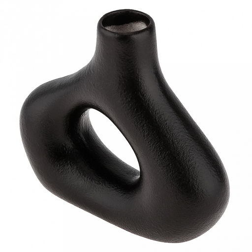 Ваза керамическая "Каир" 320мл, 16,5х5см h14см, д/горла - 3см, фактурный глянец, цвет - черный, в коробке (Китай)