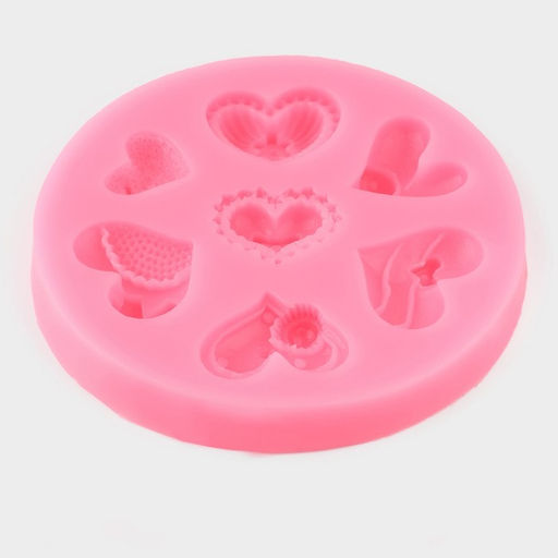 Молд для заливки Сердца ажурные, 7 ячеек, силикон, d=9.5 см, розовый - Simaland фото 2