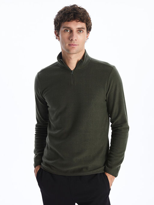 Dik Yaka Uzun Kollu Polar Erkek Sweatshirt