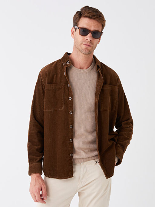 Regular Fit Uzun Kollu Kadife Erkek G?mlek