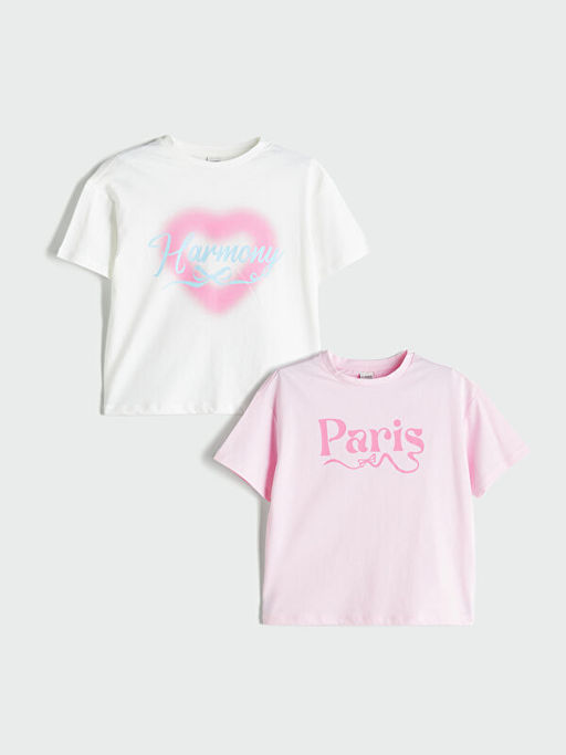 Bisiklet Yaka K?z ?ocuk Ti??rt 2li