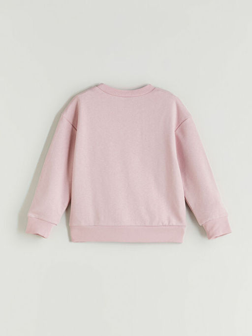 Bisiklet Yaka Fiyonk Bask?l? K?z ?ocuk Sweatshirt