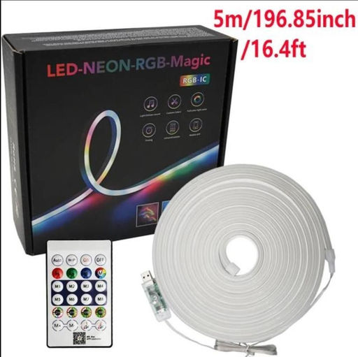 Наружная светодиодная лента RGBIC IP66 5метров USB, водонепроницаемая, синхронизация музыки, неоновая веревка с управлением через приложение