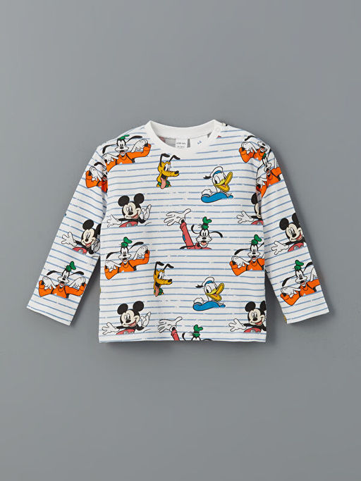 Mickey Mouse Bask?l? Erkek Bebek Pijama Tak?m?