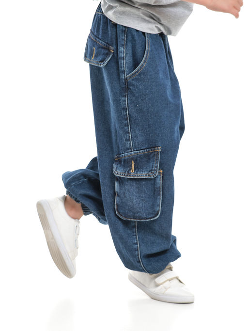 Джинсы карго 33-7655 синий - Mini maxi фото 5