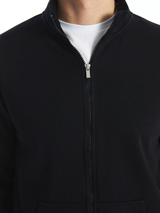Dik Yaka Uzun Kollu Erkek Fermuarl? Sweatshirt