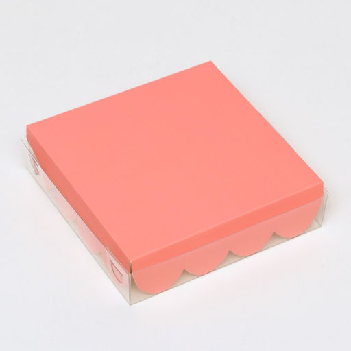 Цена за 5 шт. Коробка для печенья, розовая, 12×12×3 см