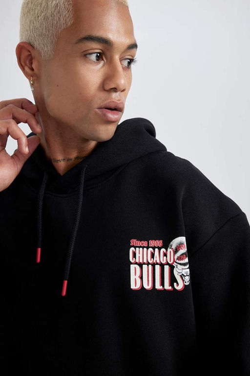 DeFactoFit Толстовка свободного покроя с капюшоном NBA Chicago Bulls  фото 6