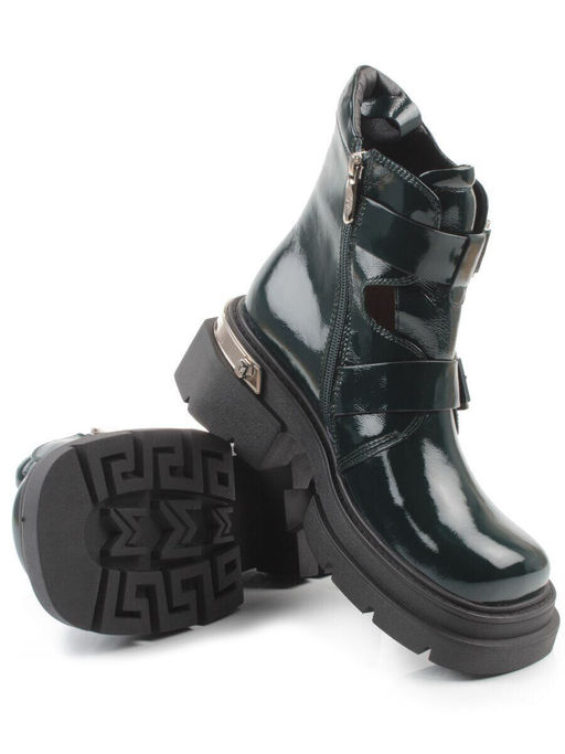 01-D1-8070 DK. GREEN Ботинки демисезонные женские (натуральная кожа, байка)