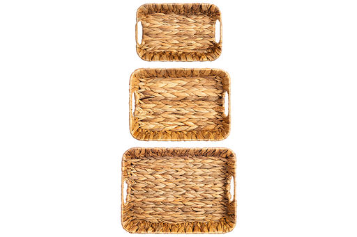 Набор 3 плетеных корзин 35*26*9 см, 31*22*8 см, 27*18*6 см, водный гиацинт - Elan gallery фото 4