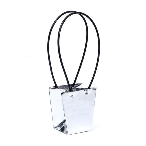 Цена за 10 шт. Сумка для цветов Серебро, влагостойкая, 12 x 12 - 8 x 8 - 12,5 см - UPAK LAND фото 3