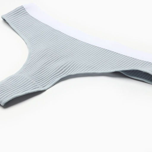 Трусы женские бразильяно MINAKU рубчик, набор 3 шт., размер 48-50, белые, серые, чёрные