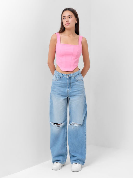 Корсет женский джинсовый MIST: Denim, размер 44, светло-розовый