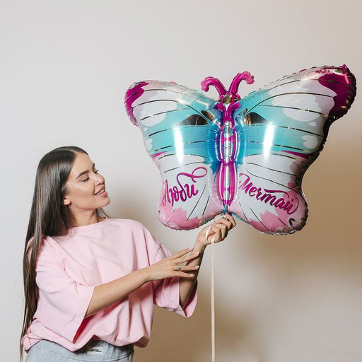 Цена за 3 шт. Воздушный шар фольгированный 23" «Бабочка»