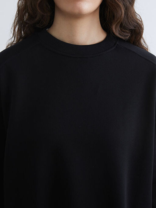 Bisiklet Yaka Oversize Kad?n Kal?n Sweatshirt