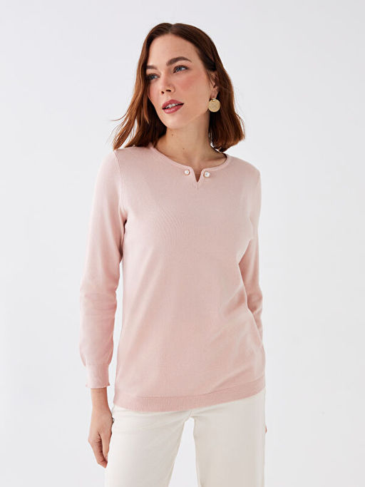 Bisiklet Yaka D?z Uzun Kollu Kad?n Triko Kazak - Waikiki фото 2