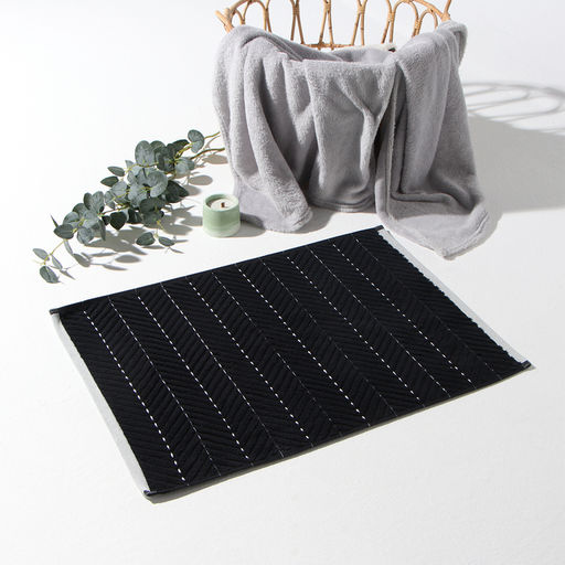 Коврик махровый «Этель» Lines, 50×70 см, хлопок 100%, черный