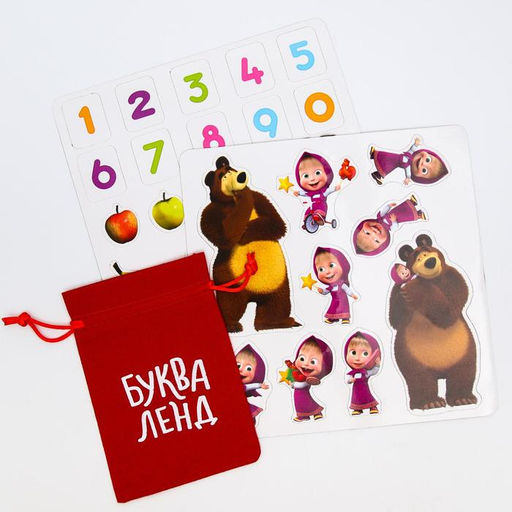 Магнитная книга с заданиями Цифры, 8 стр., 36 магнитов, Маша и Медведь  фото 2