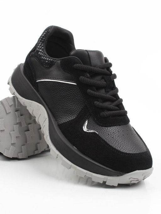 03-A104-1 BLACK Кроссовки женские (натуральная кожа, натуральная замша)