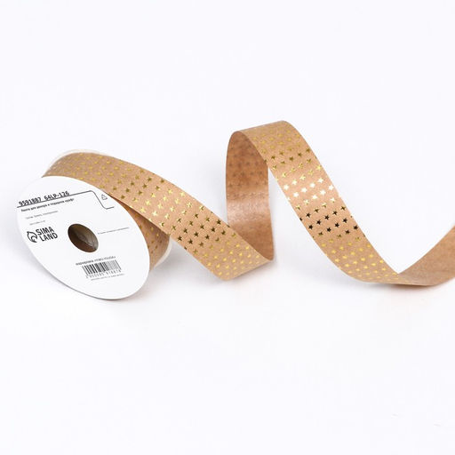 Лента для декора и подарков крафт с тиснением Звезды 2см х 5 м - UPAK LAND фото 2