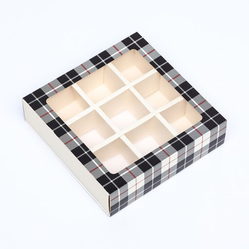 Цена за 2 шт. Коробка для 9 конфет с обечайкой, «Мужской» 13.8×13.8×3.8 см